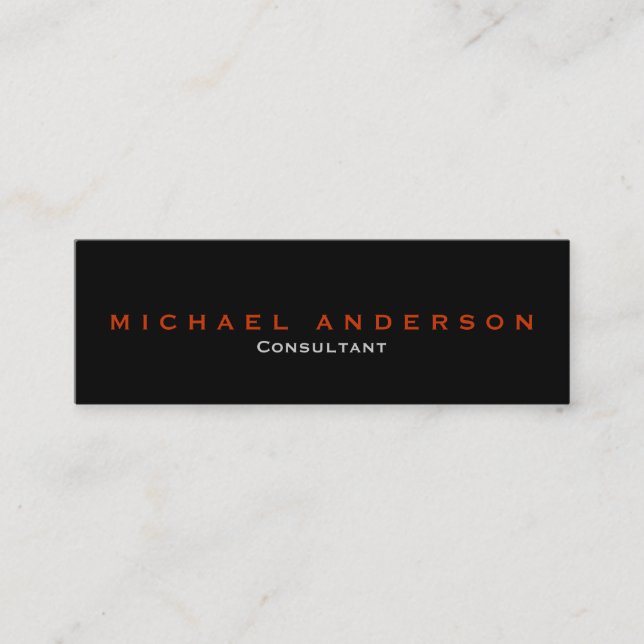 Black Plain Skinny Slim Size Business Card (Front)