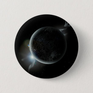 black planet 3d illustration in the universe 2 inch round button