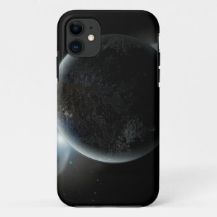 black planet 3d illustration in the universe iPhone 11 case