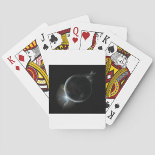black planet 3d illustration in the universe playing cards