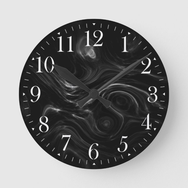 Black Plasma Energy Abstract Art Wall Clock (Front)