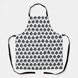 Black Playing Card Symbol Spades Shape Lino Cut Apron