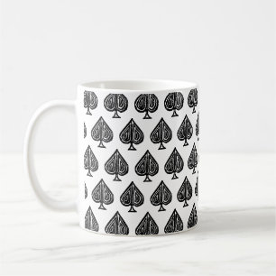 Black Playing Card Symbol Spades Shape Lino Cut Coffee Mug