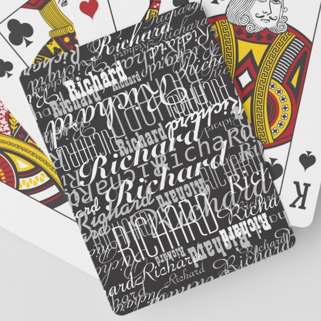 Black Playing Cards with a pattern of custom name (Creator Uploaded)