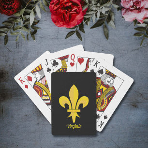 Black Playing Cards with Gold Fleur de Lis