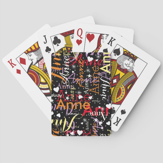 Black Playing Cards with Name for a Girl (Back)
