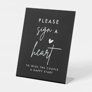 Black Please Sign a Heart Guestbook Sign