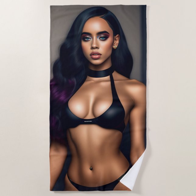 Black poison model Beach Towel (Front)
