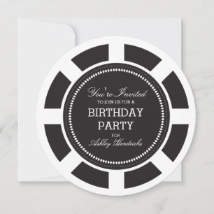 Black Poker Chip Anniversaire Fête Invitation
