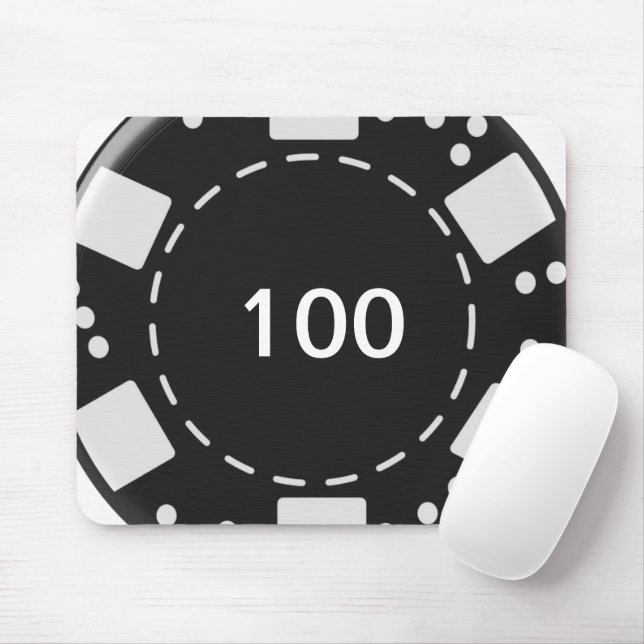 Black Poker Chip Mouse Pad (With Mouse)