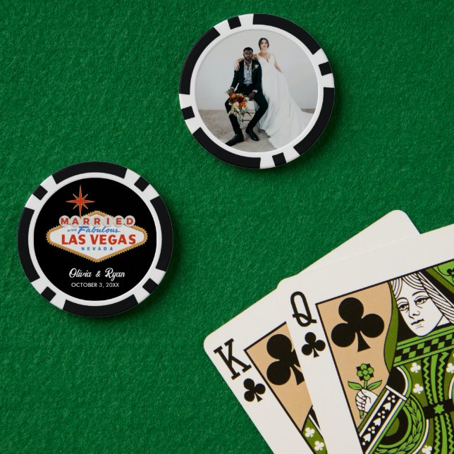 Black Poker Chips Personalized Married in Vegas (Poker Table (Double))