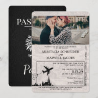 Black Poland Passport Wedding Invitation