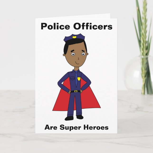 Black Police Officers Are Super Heroes Thank You Card (Front)