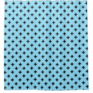 Black polka crosses on baby blue