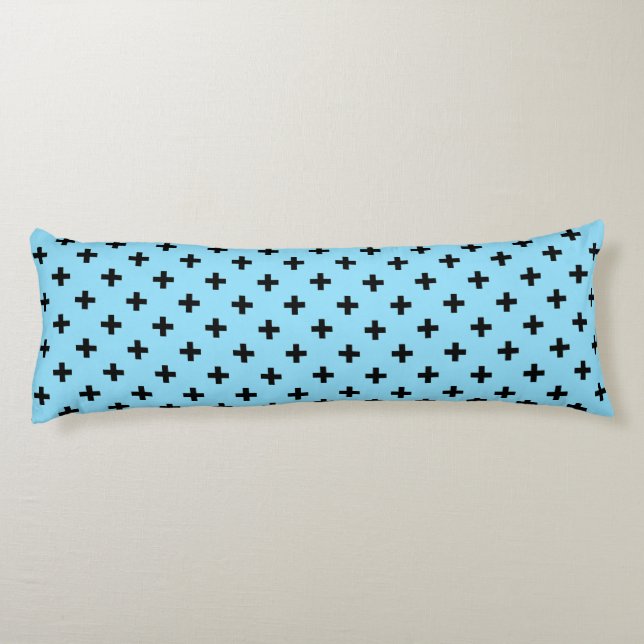 Black polka crosses on baby blue body pillow (Back)
