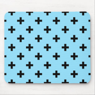 Black polka crosses on baby blue mouse pad