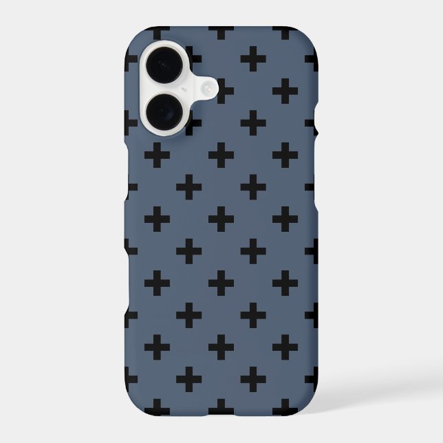 Black polka crosses on blue-grey (Back)