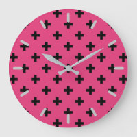 Black polka crosses on fuchsia