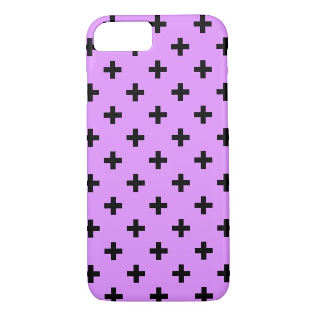 Black polka crosses on lilac Case-Mate iPhone case (Back)