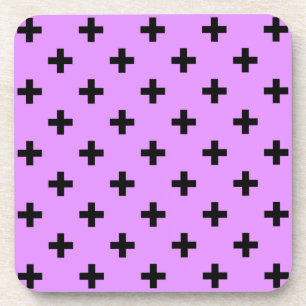 Black polka crosses on lilac coaster