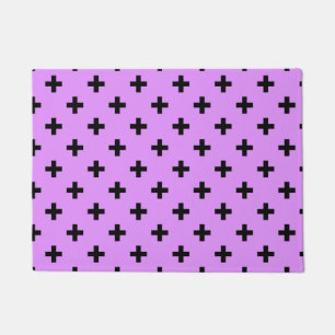 Black polka crosses on lilac doormat