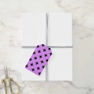 Black polka crosses on lilac gift tags