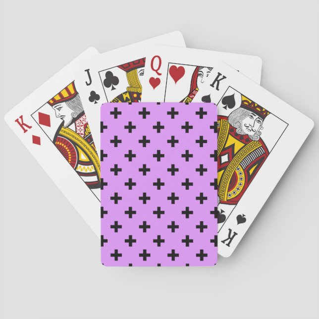 Black polka crosses on lilac playing cards (Back)