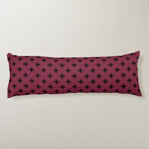Black polka crosses on mulberry body pillow