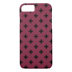 Black polka crosses on mulberry Case-Mate iPhone case