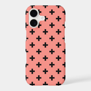 Black polka crosses on peach