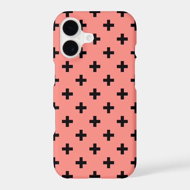 Black polka crosses on peach (Back)