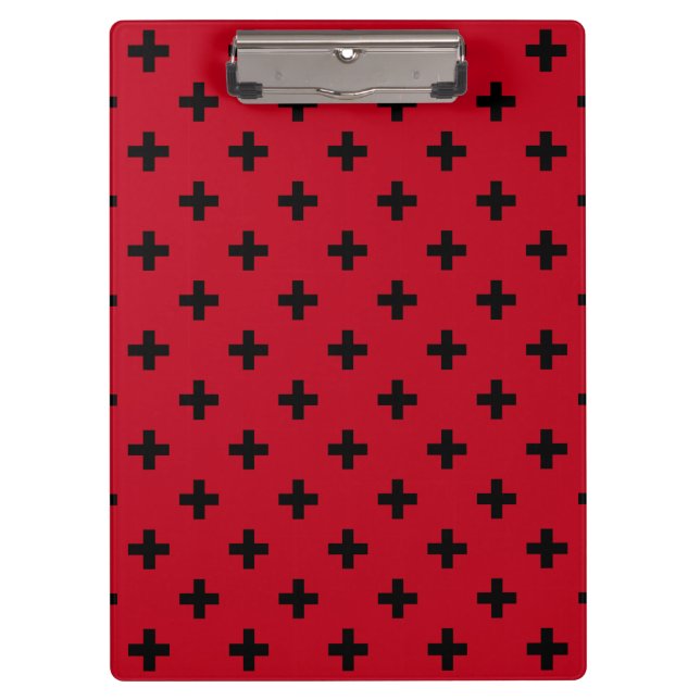 Black polka crosses on red clipboard (Front)