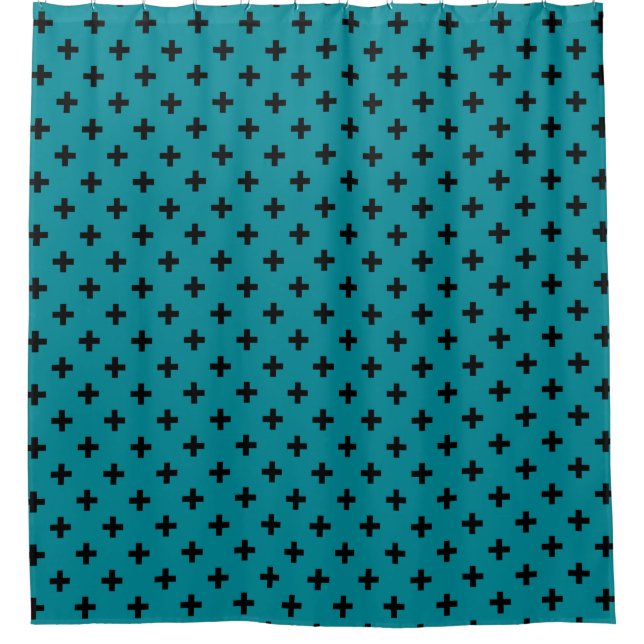 Black polka crosses on teal (Front)