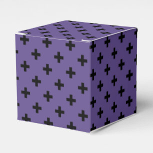 Black polka crosses on ultra violet favor box