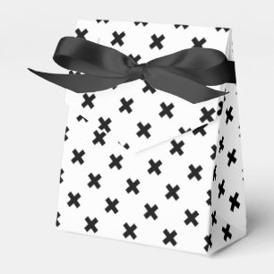 Black polka crosses on white favor box