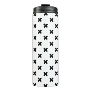 Black polka crosses on white thermal tumbler