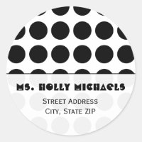 Black Polka Dot Address Label Sticker