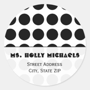 Black Polka Dot Address Label Sticker