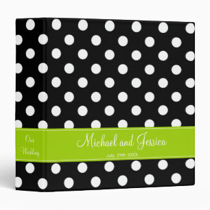 Black Polka Dot and Lime Personalized Wedding Binder