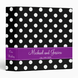 Black Polka Dot and Purple Personalized Wedding Binder
