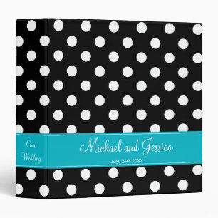 Black Polka Dot and Teal Personalized Wedding Binder