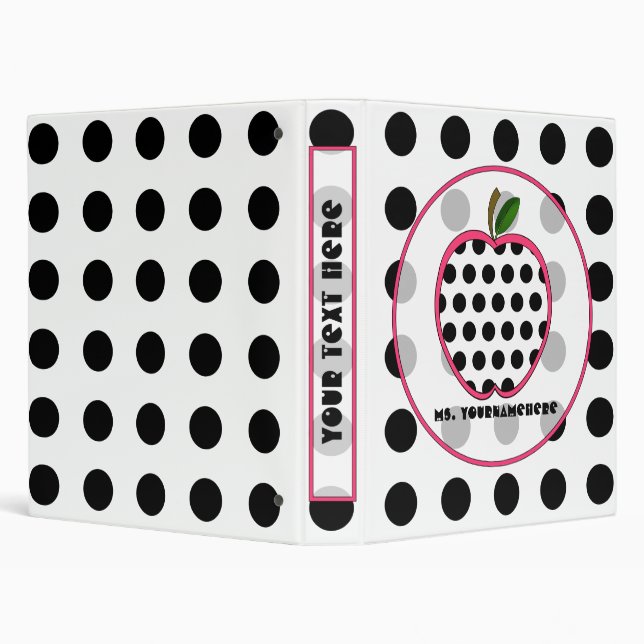 Black Polka Dot Apple Fashion Teacher Binder (Background)