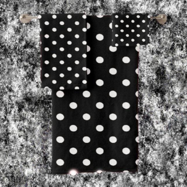 Black Polka Dot Bath Towel Set (Creator Uploaded)