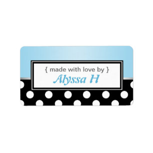Black Polka Dot Blue Personalized Baking Labels