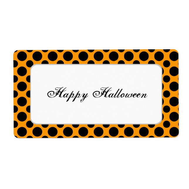 Black Polka Dot Custom Halloween Label (Front)