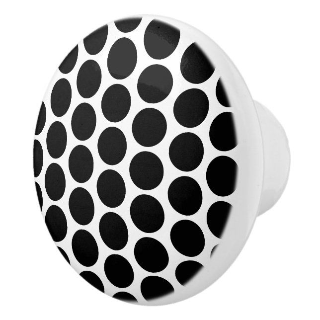 Black Polka Dot Design Ceramic Knob (Right)