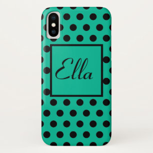 Black Polka Dot Elegant Pattern on Green Case-Mate iPhone Case