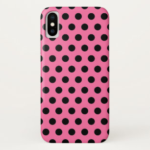 Black Polka Dot Elegant Pattern on Pink Case-Mate iPhone Case