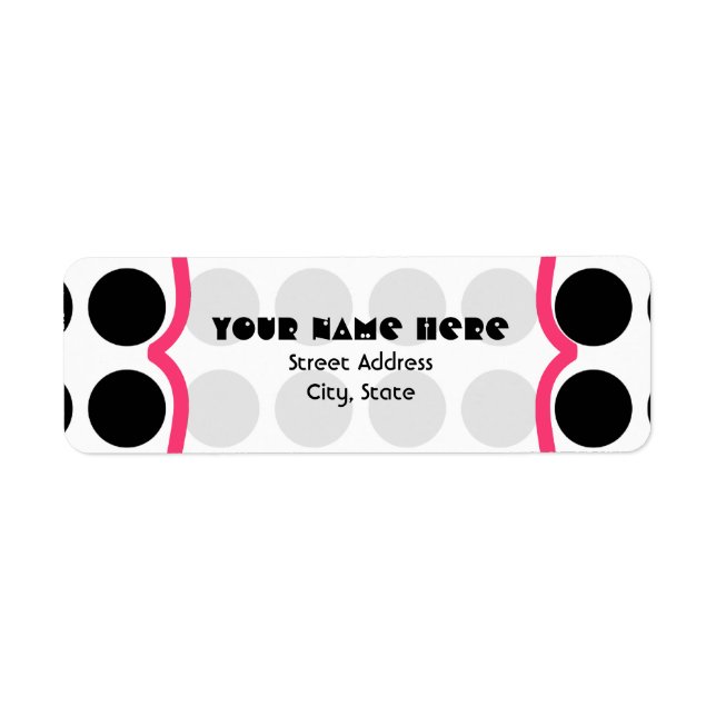 Black Polka Dot Fancy Address Label (Front)