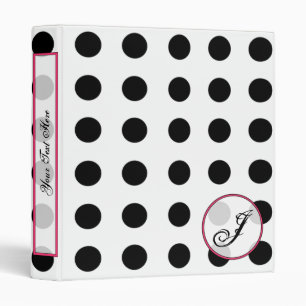 Black Polka Dot Fashion Monogram Binder